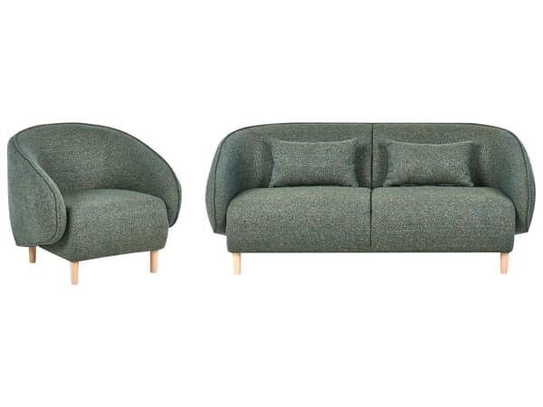Moderne 4-seters Stuegruppe Stoff Grønn Sofa Lenestol Stuesett