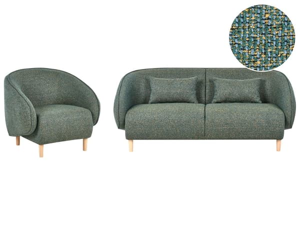 Moderne 4-seters Stuegruppe Stoff Grønn Sofa Lenestol Stuesett