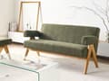 Miniatyrbilde 2 av 11: 2 seters Sofa Grønn og Lysebrun Boucle Polstring Retro Design Treben Stue