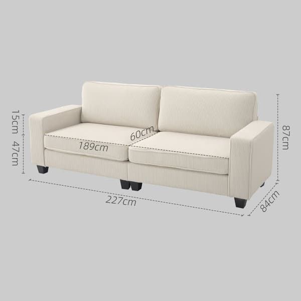 ROOTZ 3 -SEATER SOFA - Stue Couch - White Sofa - Optimal support - 227 x 84 x 87 cm