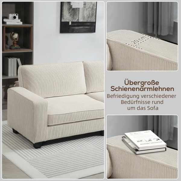 ROOTZ 3 -SEATER SOFA - Stue Couch - White Sofa - Optimal support - 227 x 84 x 87 cm