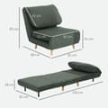 Miniatyrbild 3 av 10: Rootz 2 -i -1 sovande fåtölj gästbädd - Cabriolet Soffa - Fällbar säng - Justerbar komfort - 82 cm x 89 cm x 83 cm - Grönt