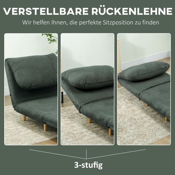 Rootz 2 -i -1 sovande fåtölj gästbädd - Cabriolet Soffa - Fällbar säng - Justerbar komfort - 82 cm x 89 cm x 83 cm - Grönt