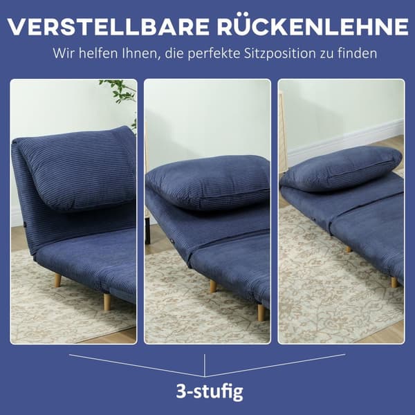 Rootz 2 -i -1 sovende lænestol - gæsteseng - konvertibel sofa - justerbar nakkestøtte - pladssparer - 82 cm x 89 cm x 83 cm - Blå
