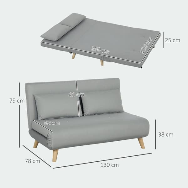 Rootz 2 -sits soffa - Relax soffa - soffa med sömnfunktion - Velvet Optics, inkl. 2 kuddar, 130 x 78 x 79 cm, grå