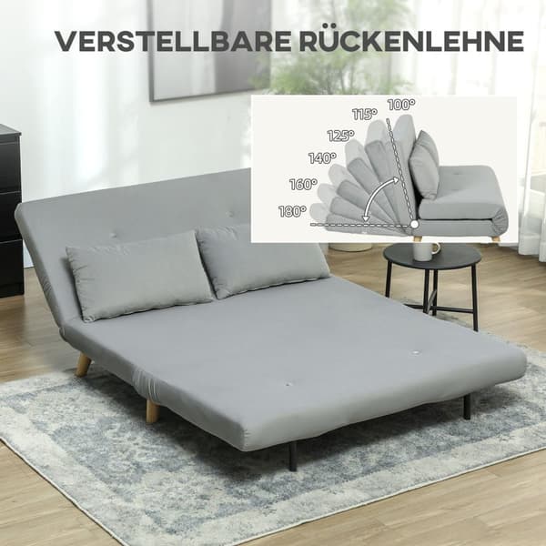 Rootz 2 -sits soffa - Relax soffa - soffa med sömnfunktion - Velvet Optics, inkl. 2 kuddar, 130 x 78 x 79 cm, grå