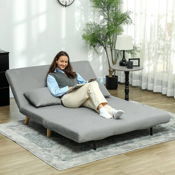 Rootz 2 -sits soffa - Relax soffa - soffa med sömnfunktion - Velvet Optics, inkl. 2 kuddar, 130 x 78 x 79 cm, grå