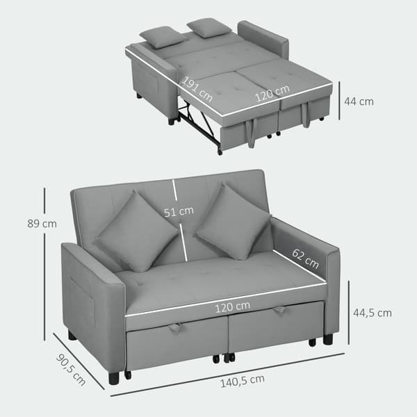 Rootz 4 -i -1 soffa - Justerbar soffa - Soffbädd - Velvet Tyg & kuddar - 140,5 cm x 90,5 cm x 89 cm - Förbättra elegans
