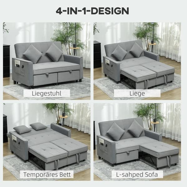 Rootz 4 -i -1 soffa - Justerbar soffa - Soffbädd - Velvet Tyg & kuddar - 140,5 cm x 90,5 cm x 89 cm - Förbättra elegans