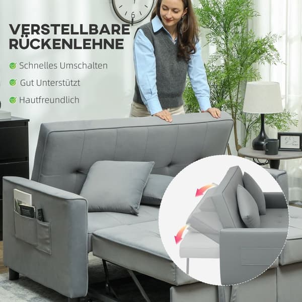 Rootz 4 -i -1 soffa - Justerbar soffa - Soffbädd - Velvet Tyg & kuddar - 140,5 cm x 90,5 cm x 89 cm - Förbättra elegans