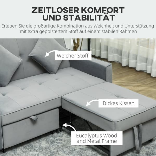 Rootz 4 -i -1 soffa - Justerbar soffa - Soffbädd - Velvet Tyg & kuddar - 140,5 cm x 90,5 cm x 89 cm - Förbättra elegans