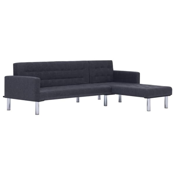 L-formad bäddsoffa mörkgrå polyester
