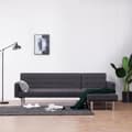 Miniatyrbild 1 av 2: L-formad bäddsoffa mörkgrå polyester