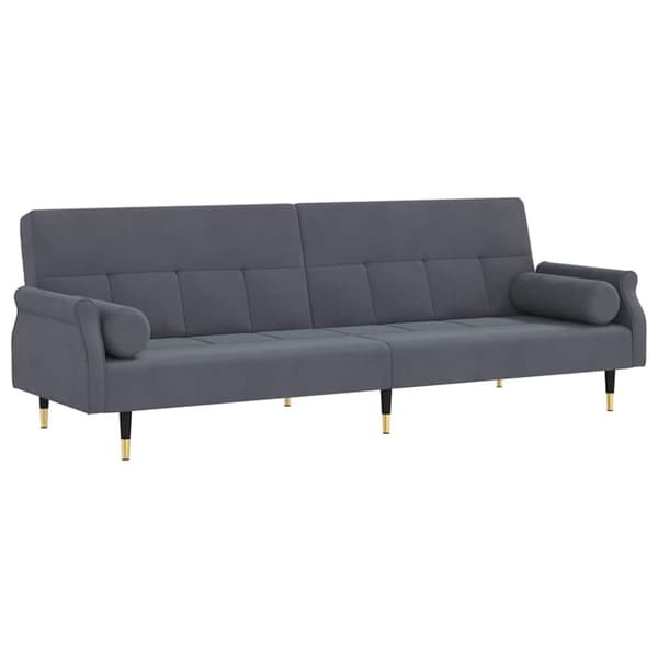 Bäddsoffa med dynor mörkgrå sammet