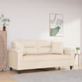 Miniatyrbild 1 av 2: 2-sitssoffa med prydnadskuddar beige 140 cm mikrofibertyg