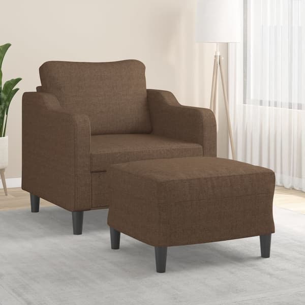 Fåtölj med fotpall Brun 60 cm tyg