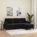 Miniatyrbild 1 av 2: 3-sitssoffa med fotpall svart 180 cm sammet