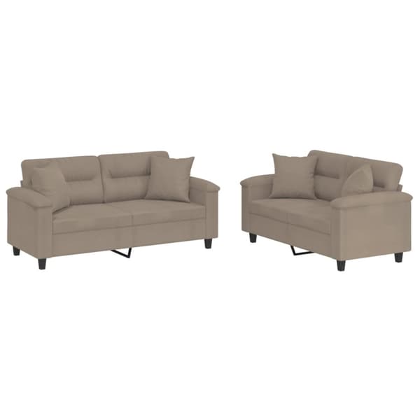 Soffgrupp med kuddar 2 delar Taupe mikrofibertyg