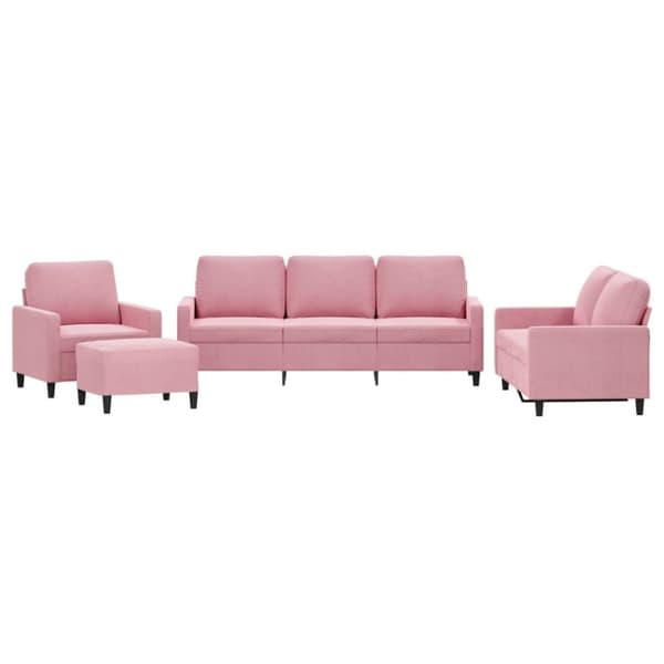 Soffgrupp med dynor 4 delar rosa sammet