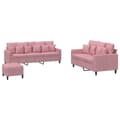 Miniatyrbild 2 av 2: Soffgrupp med dynor 3 delar rosa sammet