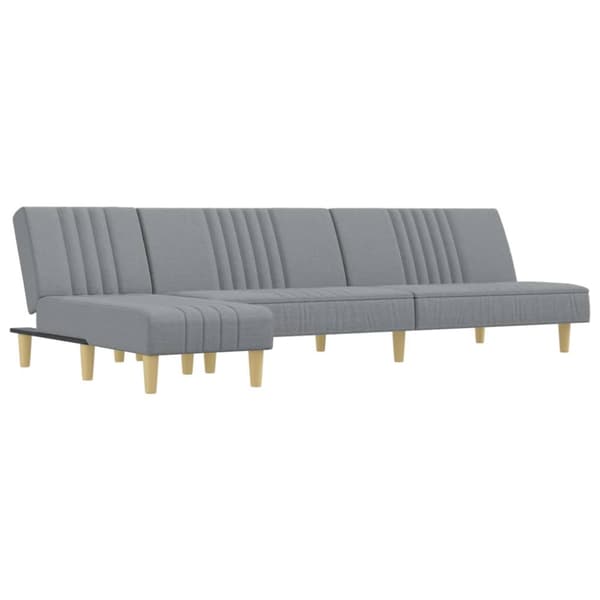 L-formad bäddsoffa ljusgrå 255x140x70 cm tyg