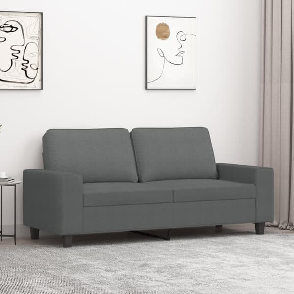 Soffa 2-sits mörkgrå 140 cm tyg