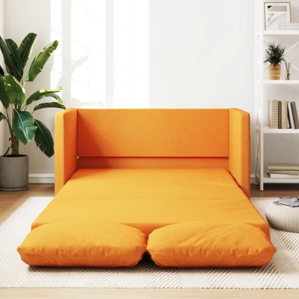 Golvbäddsoffa 2-i-1 mörkgul 112x174x55 cm tyg