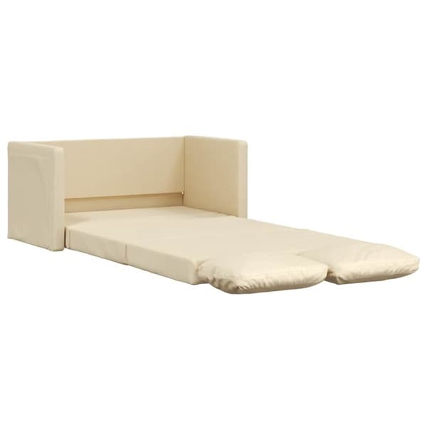 Golvbäddsoffa 2-i-1 gräddvit 112x174x55 cm tyg