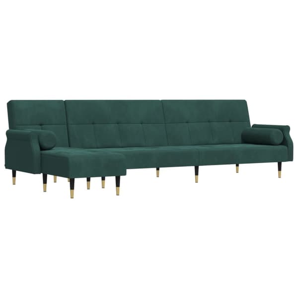 L-formad bäddsoffa mörkgrön 271x140x70 cm sammet