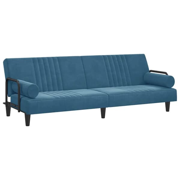 Bäddsoffa med armstöd blå sammet