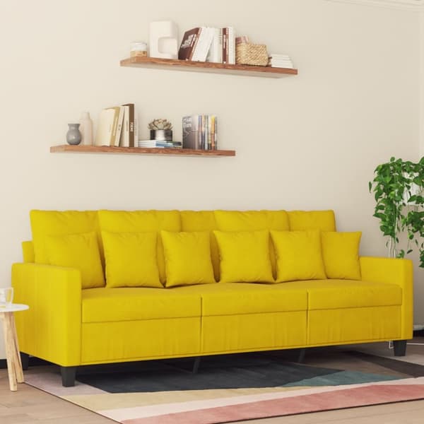 3-sitssoffa gul 180 cm sammet