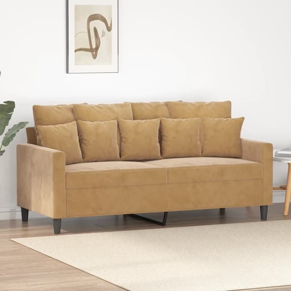 Soffa 2-sits brun 140 cm sammet
