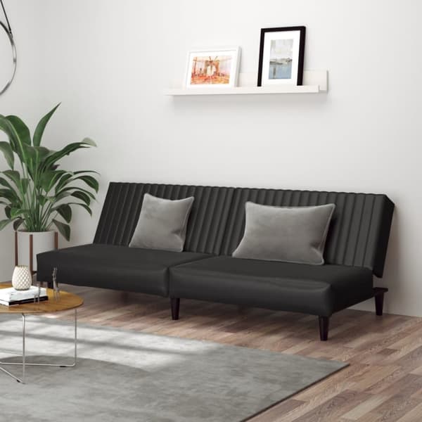 Bäddsoffa 2-sits svart konstläder