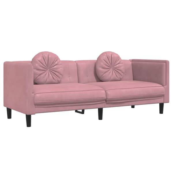 Soffa med kuddar 3-sits rosa sammet