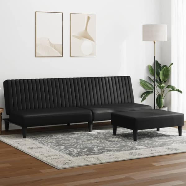 Soffgrupp 2 delar svart konstläder