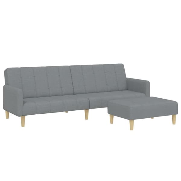 Bäddsoffa 2-sits med fotpall ljusgrå tyg