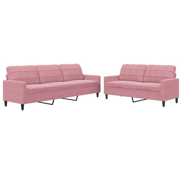 Soffgrupp med dynor 2 delar rosa sammet