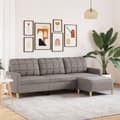 Miniatyrbild 1 av 2: 3-sitssoffa med fotpall Taupe 210 cm tyg