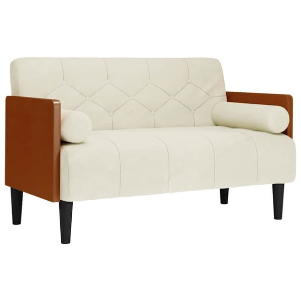 Loveseat soffa med dynor gräddvit 110 cm sammet