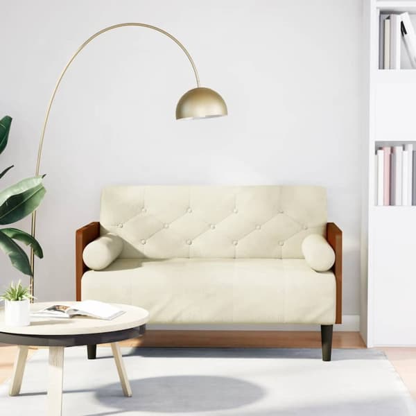 Loveseat soffa med dynor gräddvit 110 cm sammet
