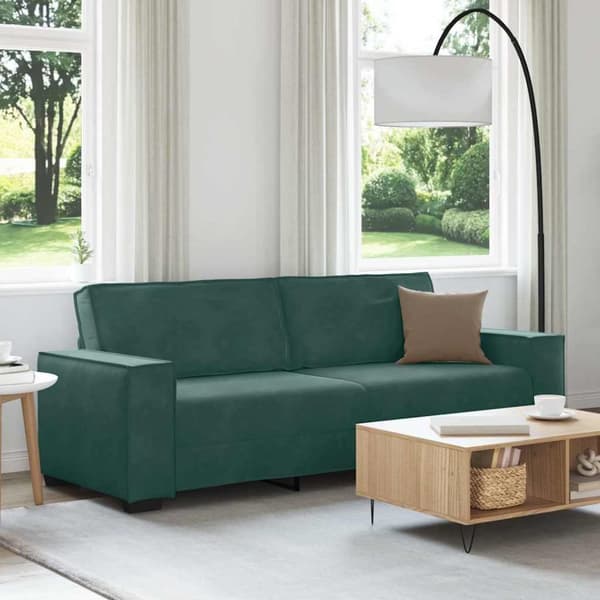3-sitssoffa mörkgrön 180 cm sammet
