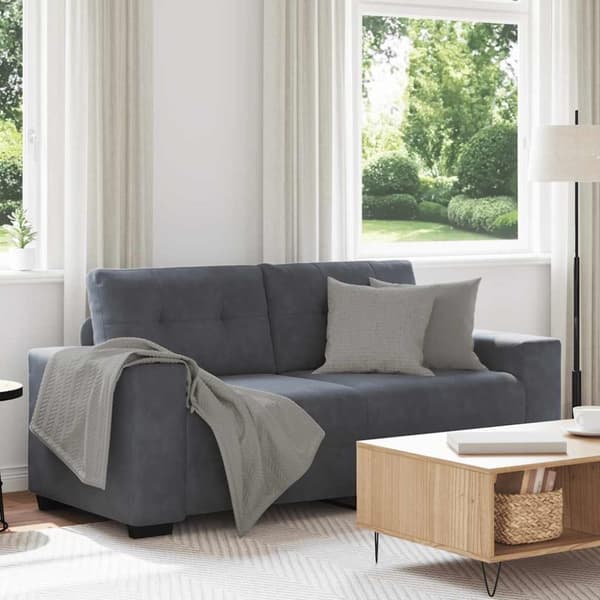 Loveseat soffa mörkgrå 140 cm sammet