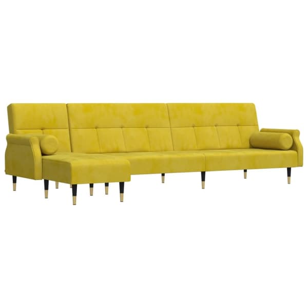 L-formad bäddsoffa gul 271x140x70 cm sammet