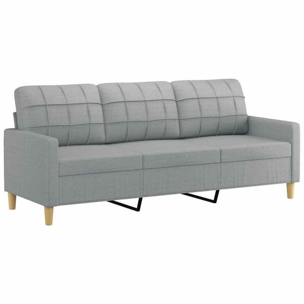 3-sitssoffa ljusgrå 180 cm tyg