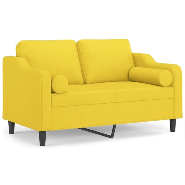 2-sits soffa med prydnadskuddar ljusgul 120 cm tyg