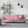 Miniatyrbild 1 av 2: Bäddsoffa med armstöd rosa sammet