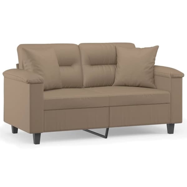 2-sits soffa med prydnadskuddar cappuccino 120 cm konstläder