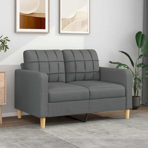 Soffa 2-sits mörkgrå 120 cm tyg