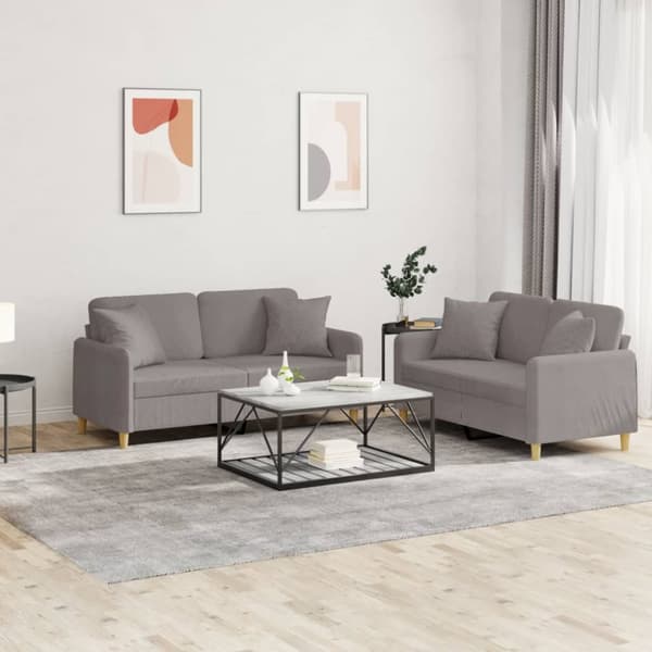 Soffgrupp med kuddar 2 delar taupe tyg