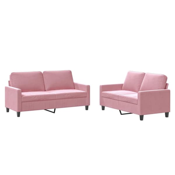 Soffgrupp med dynor 2 delar rosa sammet